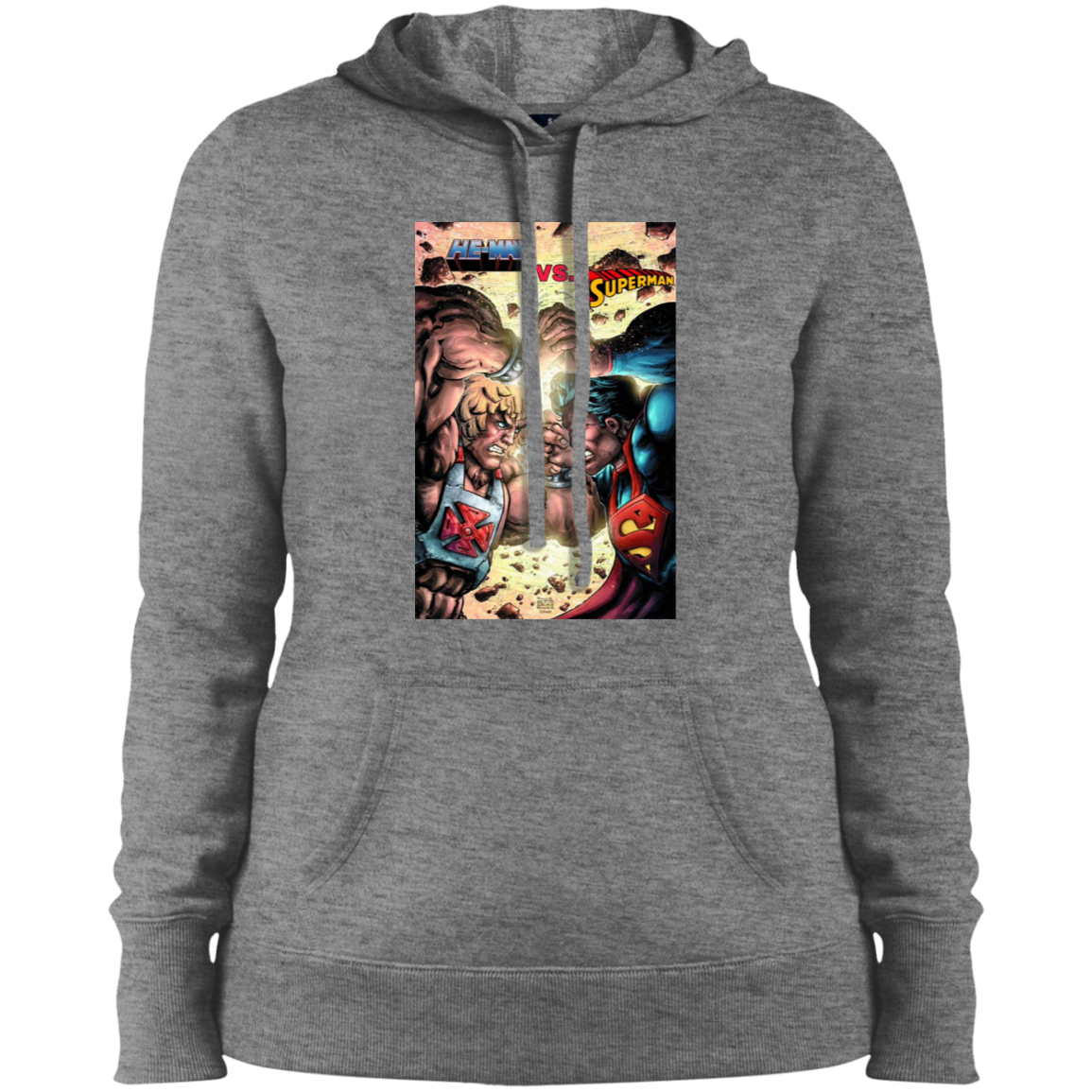 "HE-MAN VS SUPERMAN" Ladies' Pullover Hooded Sweatshirt