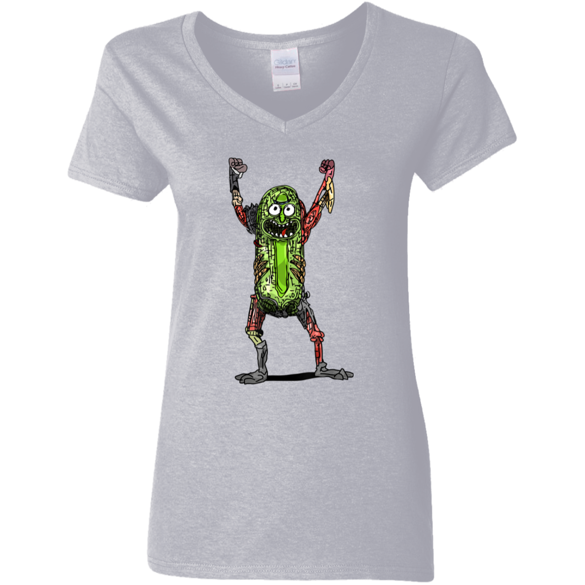 "PICKLE RICK" Ladies' 5.3 oz. V-Neck T-Shirt