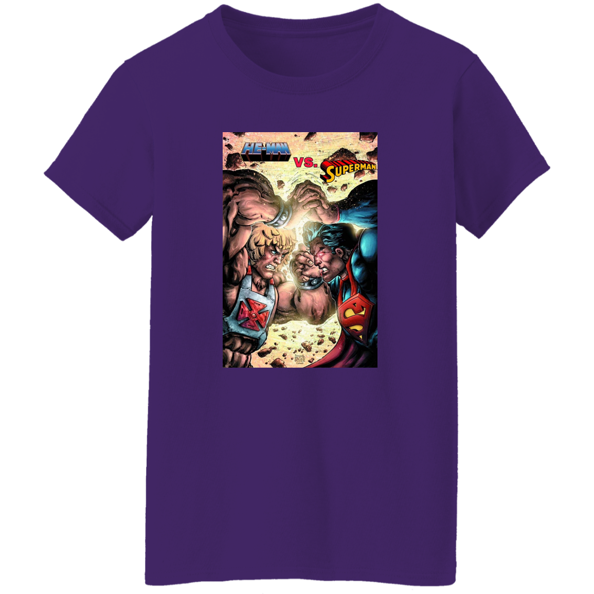 "HE-MAN VS SUPERMAN" Ladies' 5.3 oz. T-Shirt