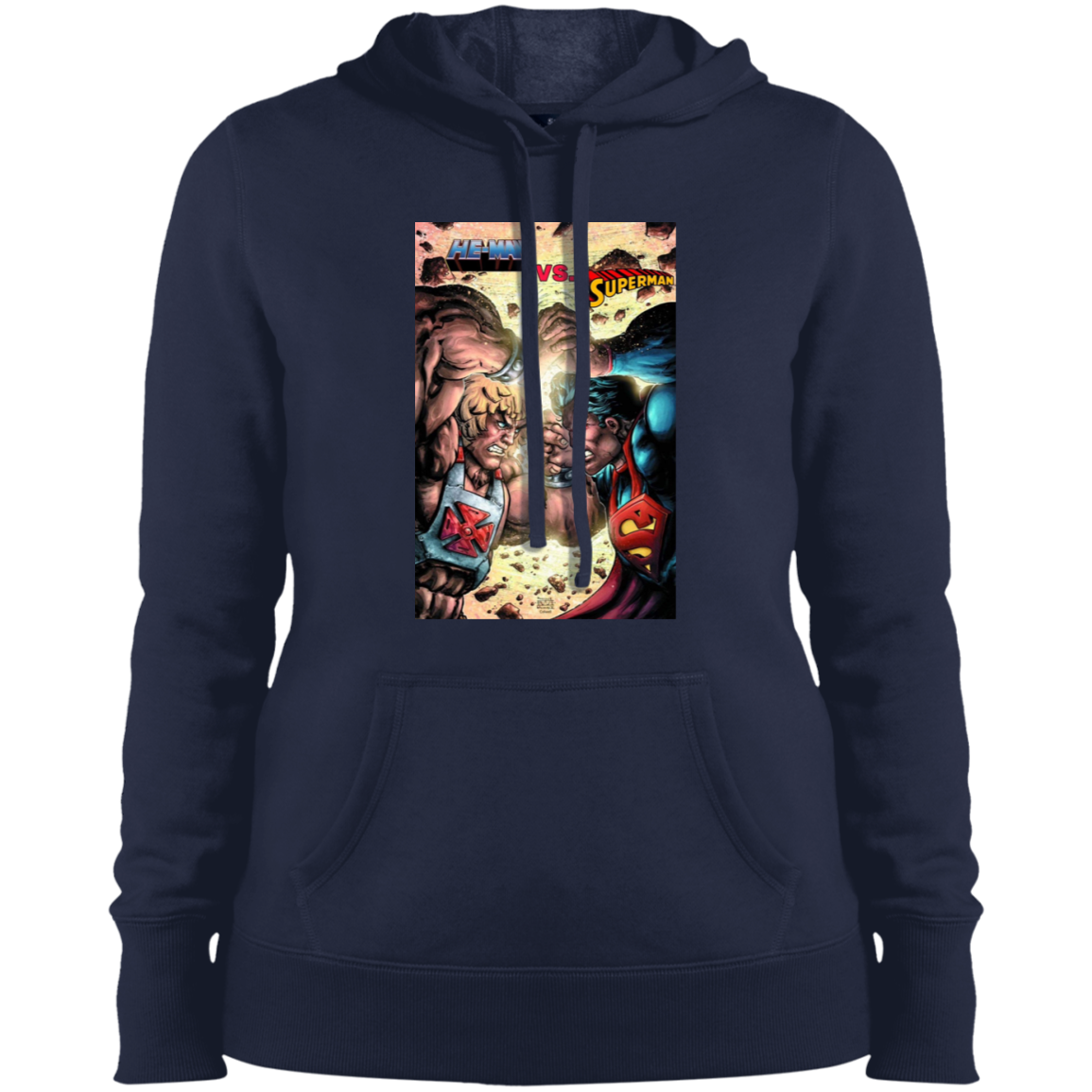 "HE-MAN VS SUPERMAN" Ladies' Pullover Hooded Sweatshirt