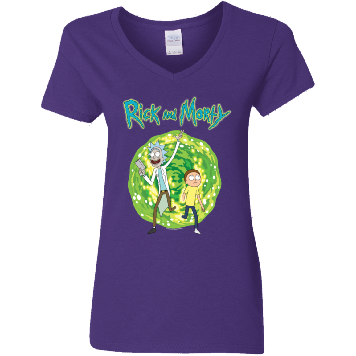 "RICK AND MORTY" Ladies' 5.3 oz. V-Neck T-Shirt