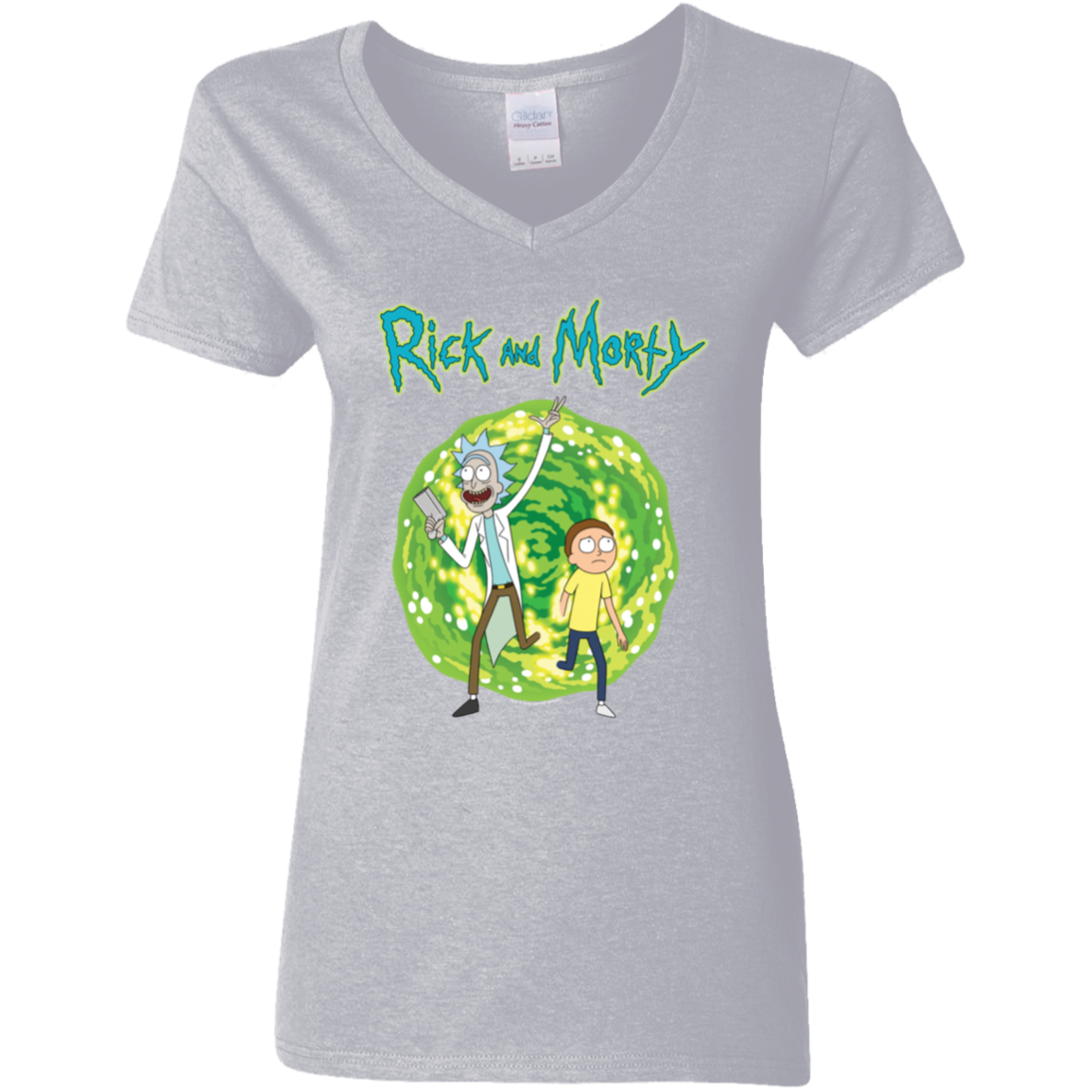 "RICK AND MORTY" Ladies' 5.3 oz. V-Neck T-Shirt