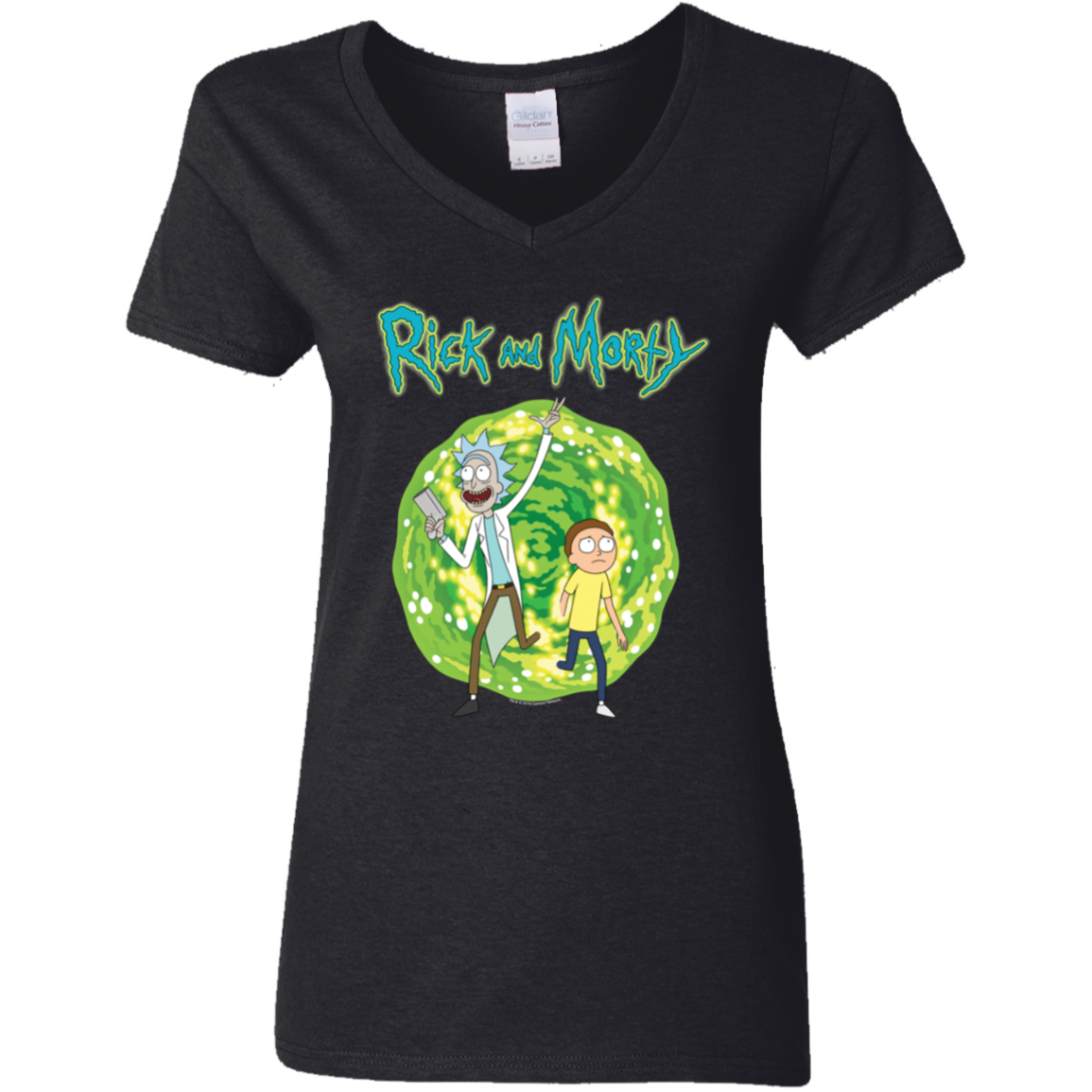 "RICK AND MORTY" Ladies' 5.3 oz. V-Neck T-Shirt