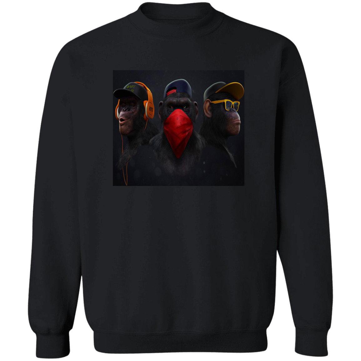 "HEAR NO EVIL SPEAK NO EVIL SEE NO EVIL" Crewneck Pullover Sweatshirt