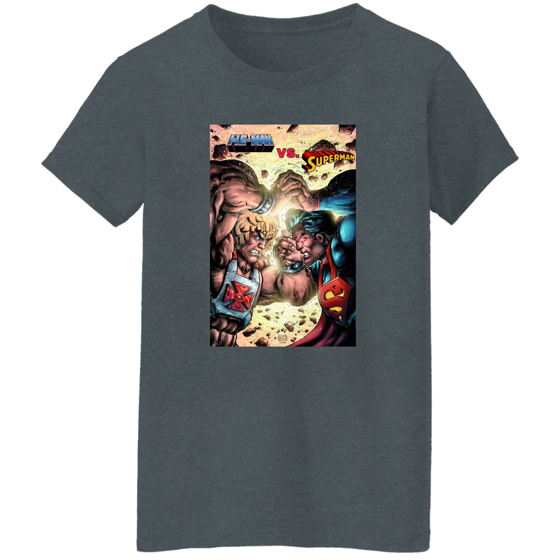 "HE-MAN VS SUPERMAN" Ladies' 5.3 oz. T-Shirt