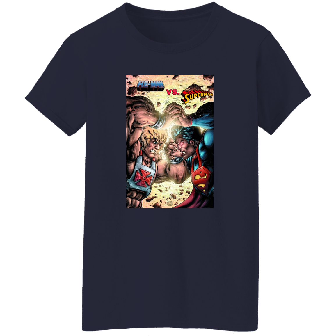 "HE-MAN VS SUPERMAN" Ladies' 5.3 oz. T-Shirt