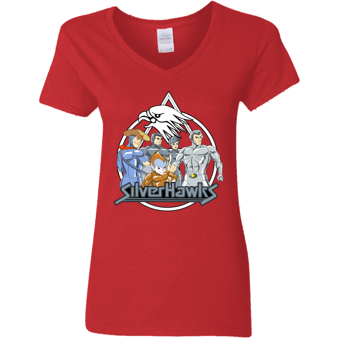 "SILVERHAWKS" Ladies' 5.3 oz. V-Neck T-Shirt