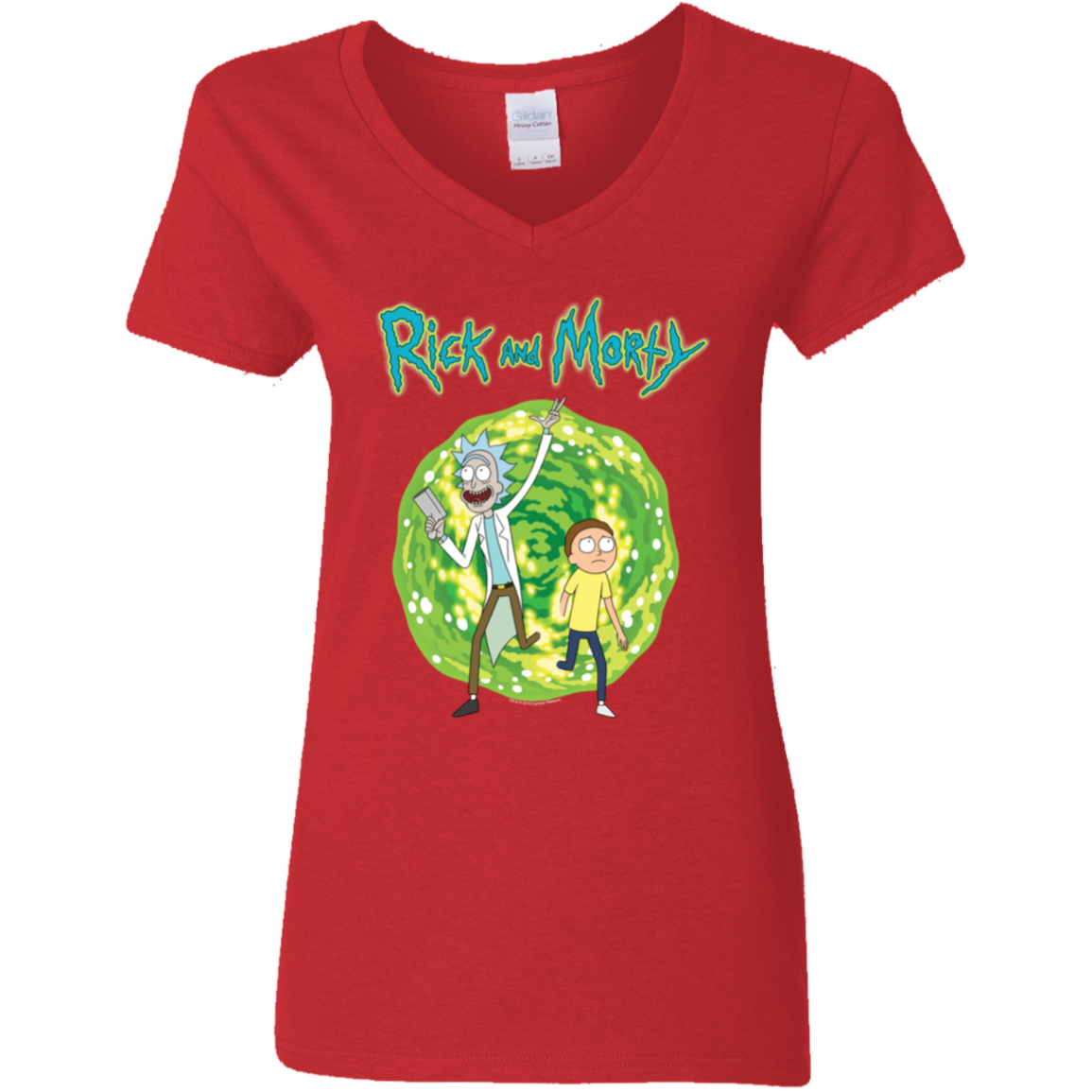 "RICK AND MORTY" Ladies' 5.3 oz. V-Neck T-Shirt