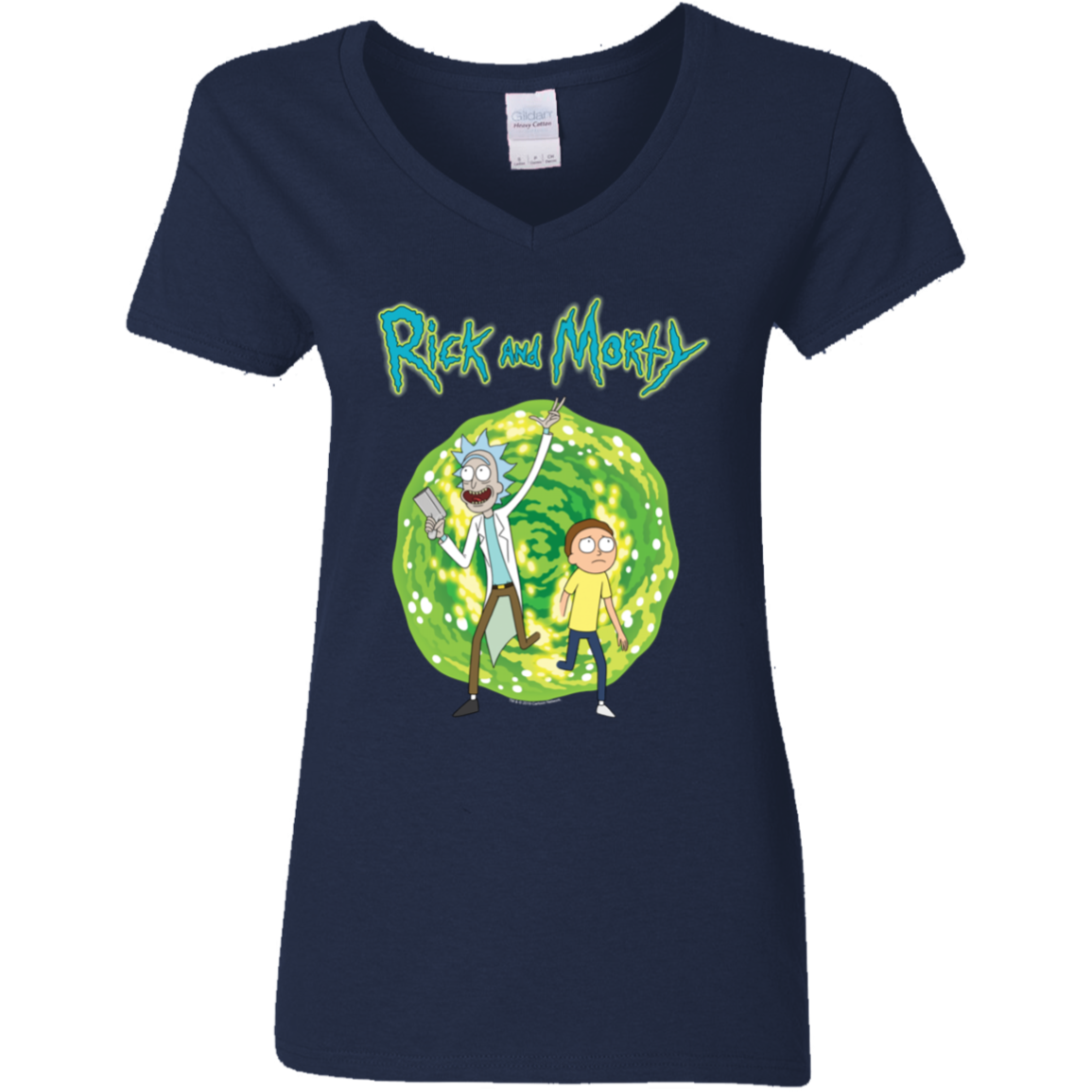 "RICK AND MORTY" Ladies' 5.3 oz. V-Neck T-Shirt