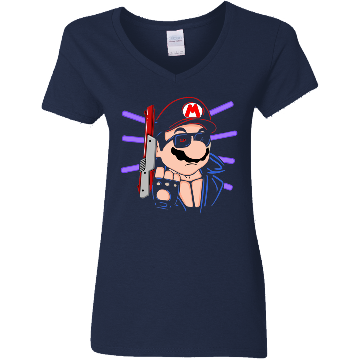 "MARIO TERMINATOR" Ladies' 5.3 oz. V-Neck T-Shirt