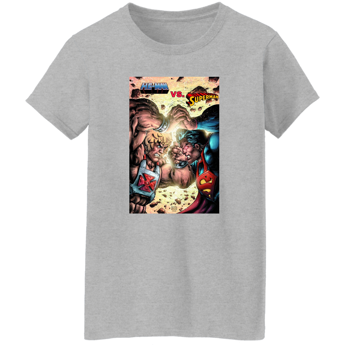 "HE-MAN VS SUPERMAN" Ladies' 5.3 oz. T-Shirt