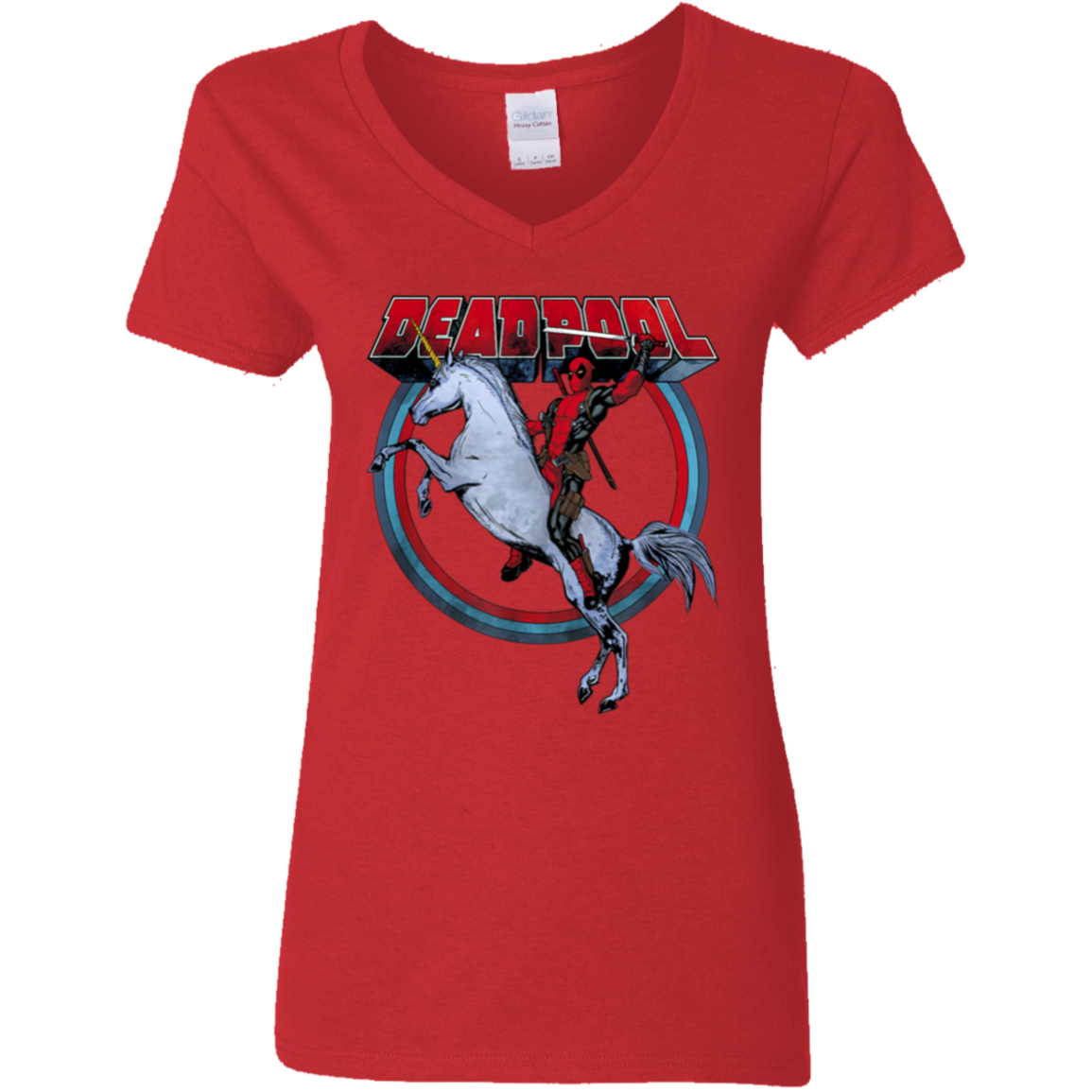 "UNICORN DEADPOOL" Ladies' 5.3 oz. V-Neck T-Shirt