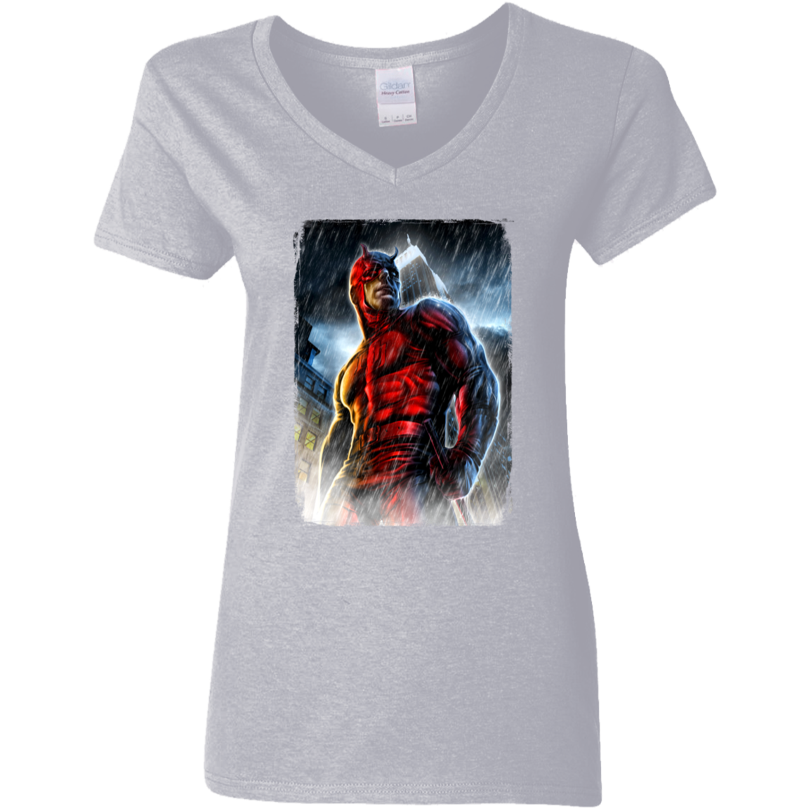 "THE MAN WITHOUT FEAR" Ladies' 5.3 oz. V-Neck T-Shirt