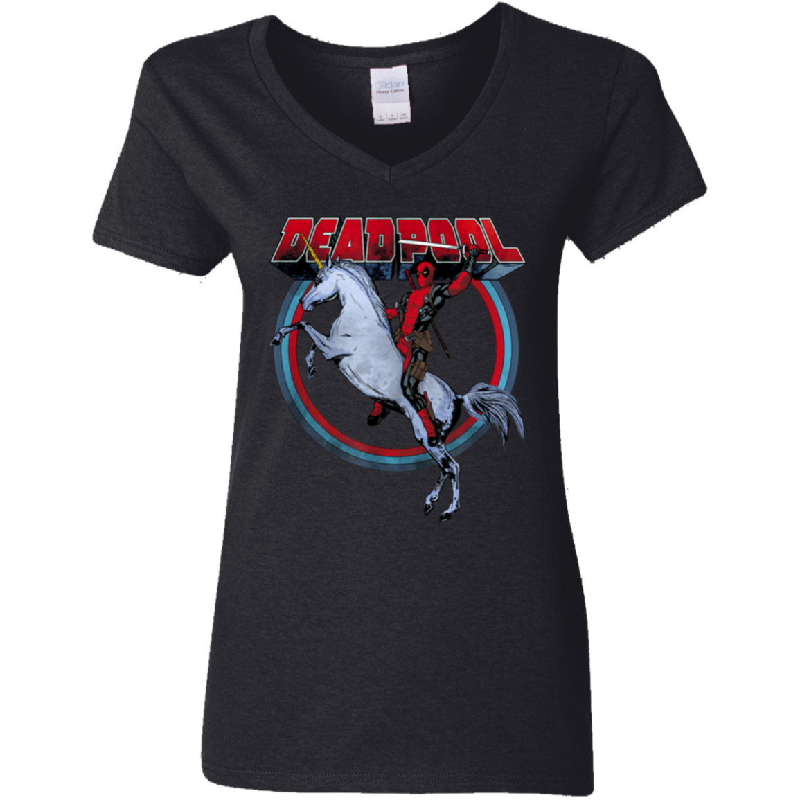 "UNICORN DEADPOOL" Ladies' 5.3 oz. V-Neck T-Shirt