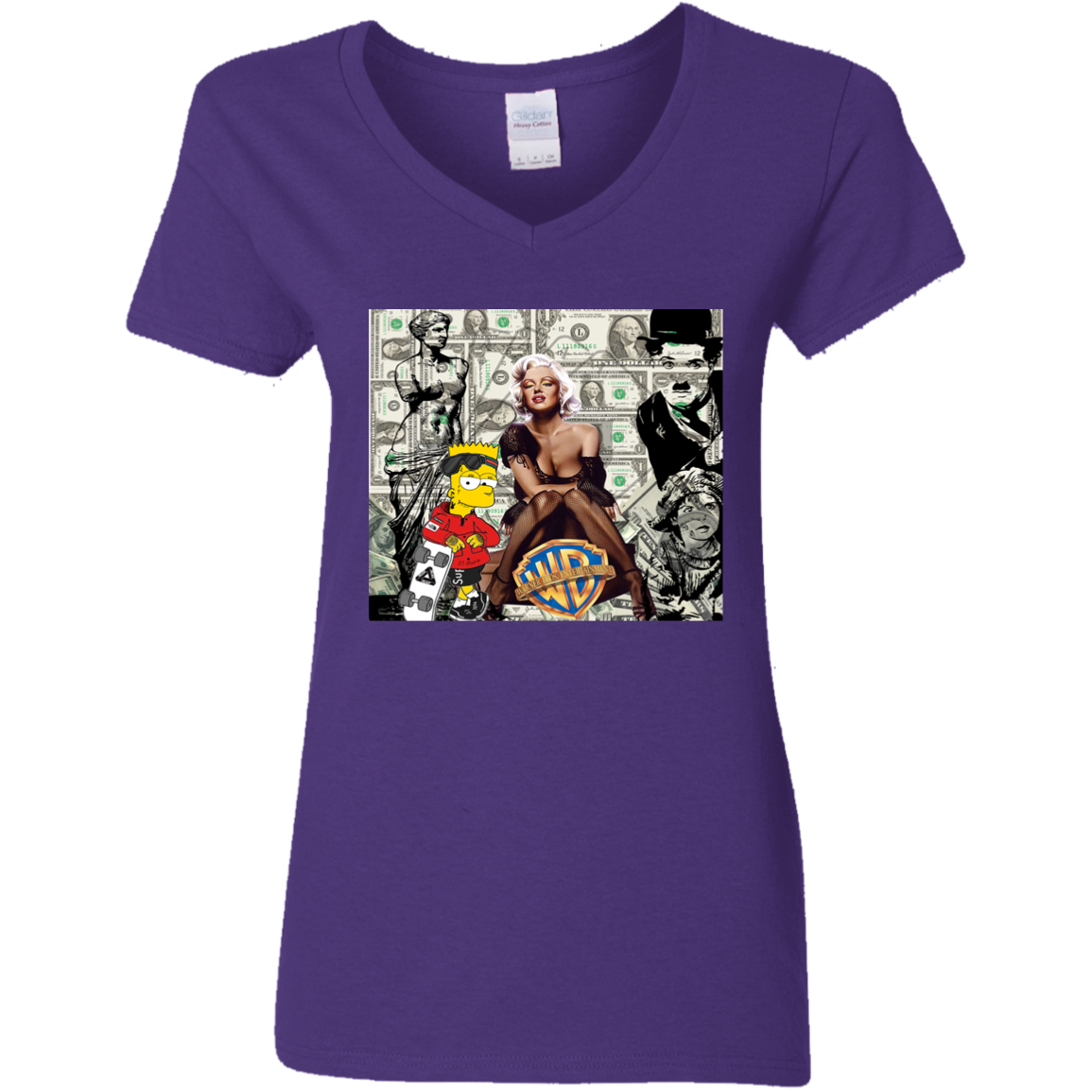 "MONEY MAKING MARILYN" Ladies' 5.3 oz. V-Neck T-Shirt