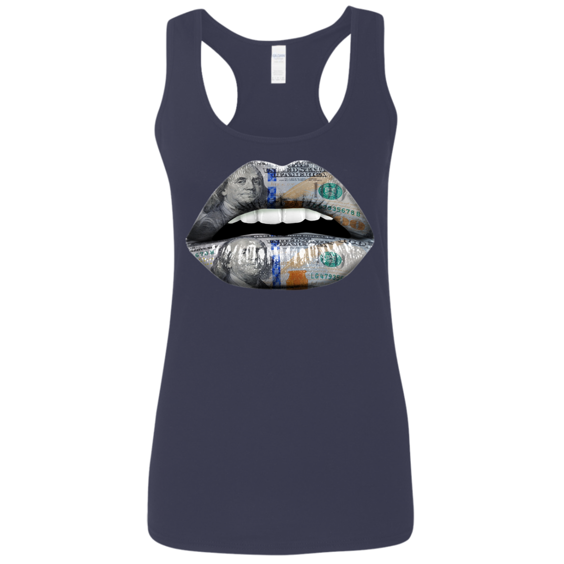 "100 DOLLAR LIPS" Ladies' Softstyle Racerback Tank