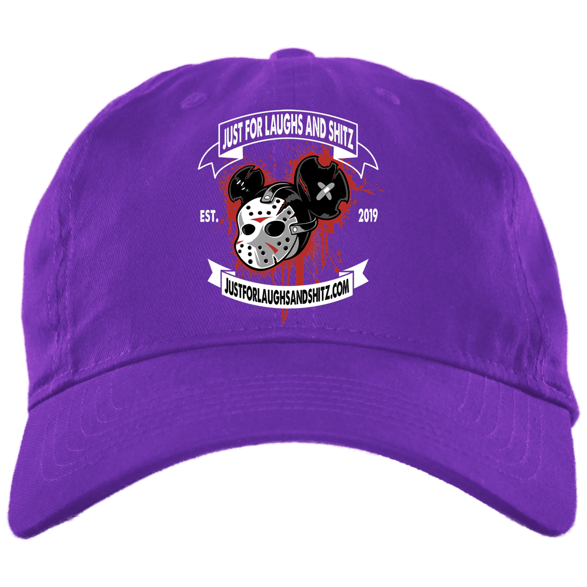 "MICKY MASK" with white banner Brushed Twill Unstructured Dad Cap