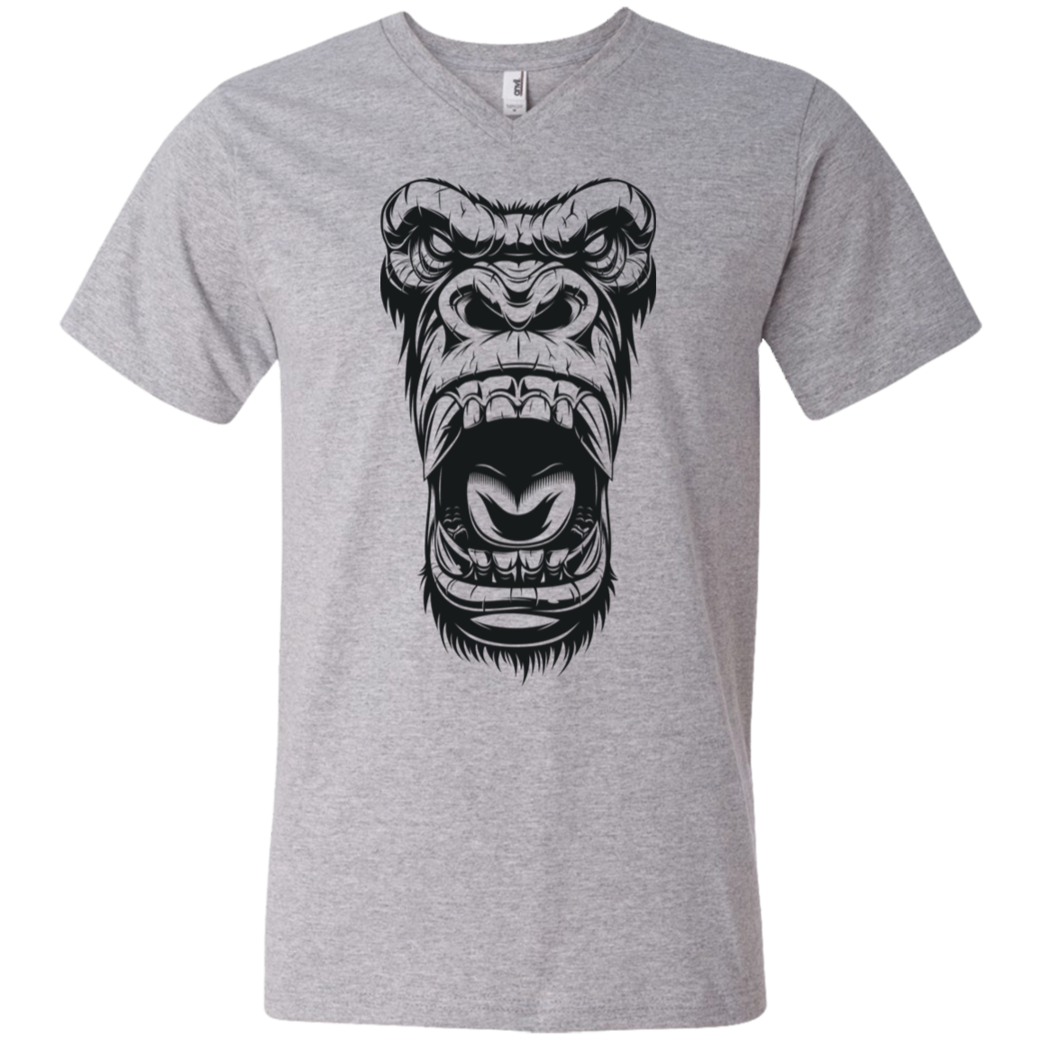 "GORILLA FACE" Men's Printed V-Neck T-Shirt