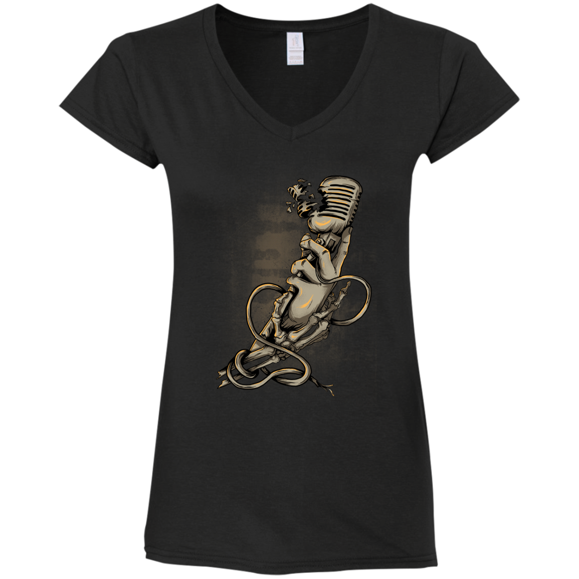 "MICROPHONE FIEND" Ladies' Fitted Softstyle 4.5 oz V-Neck T-Shirt