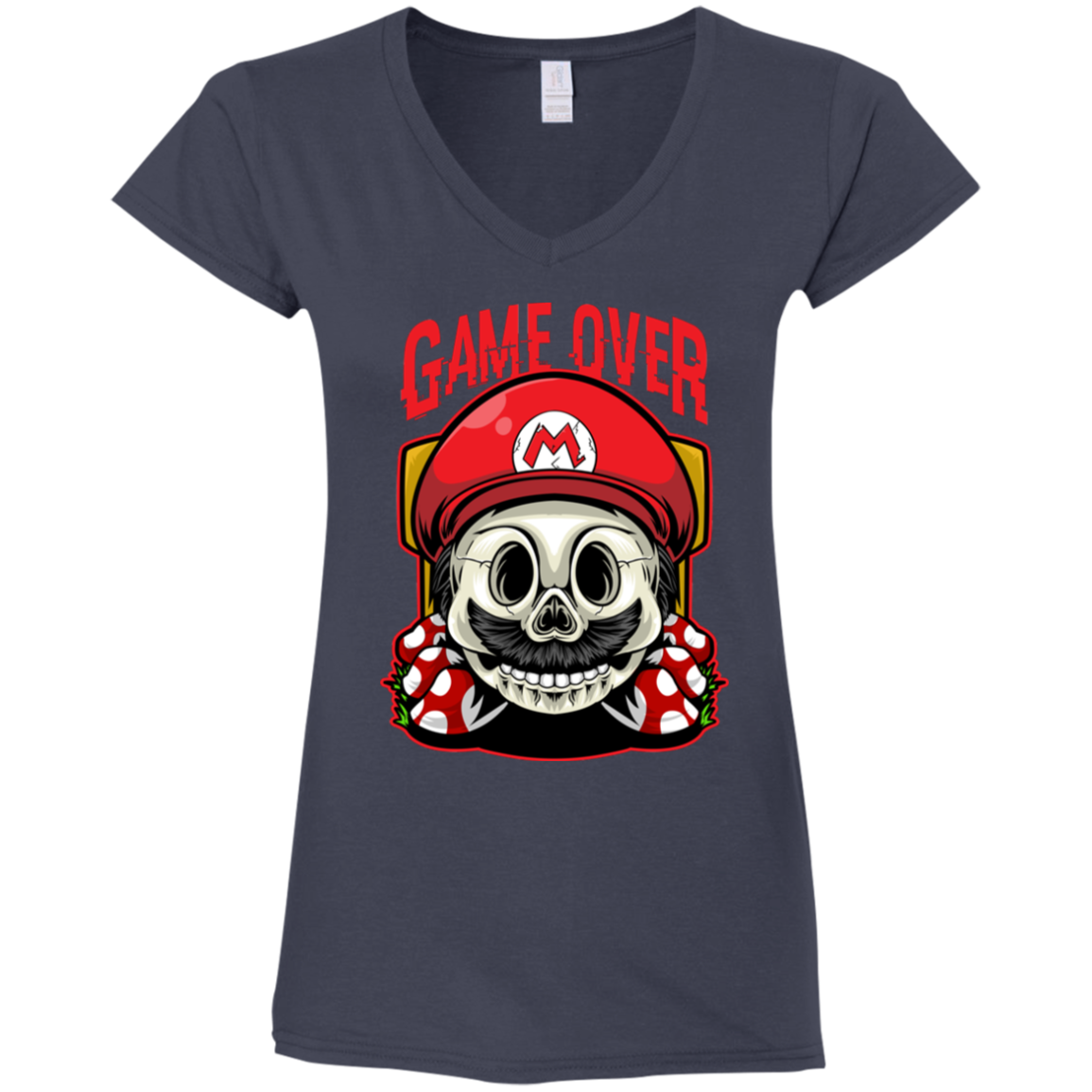 "GAME OVER" Ladies' Fitted Softstyle 4.5 oz V-Neck T-Shirt