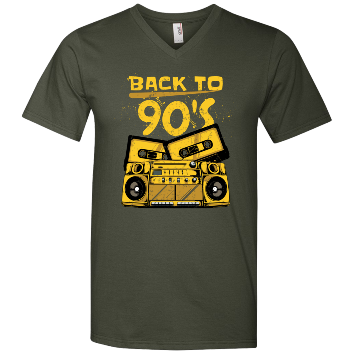 "BACK TO 90'S" Men's Printed V-Neck T-Shirt