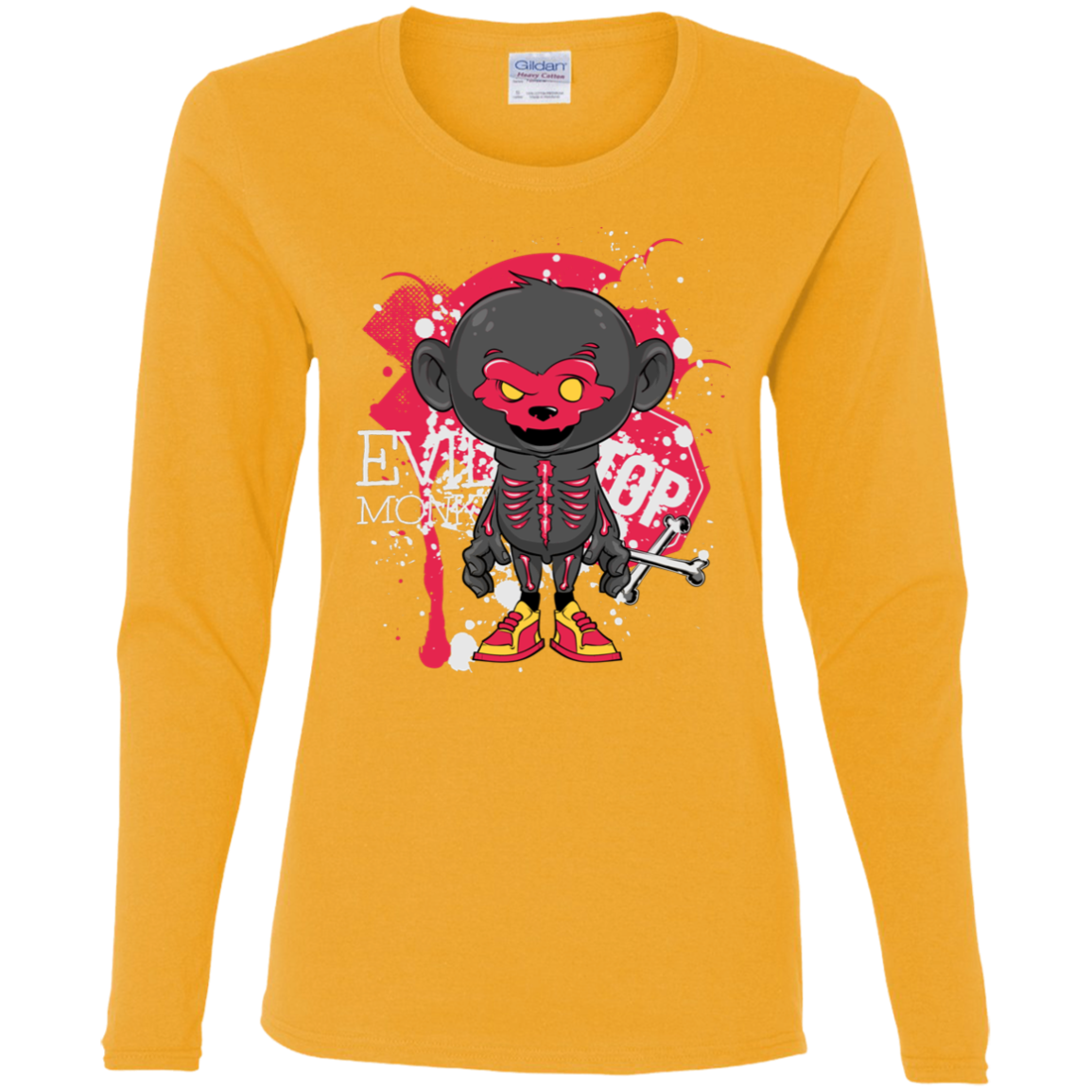 "EVIL MONKEY" Ladies' Cotton LS T-Shirt