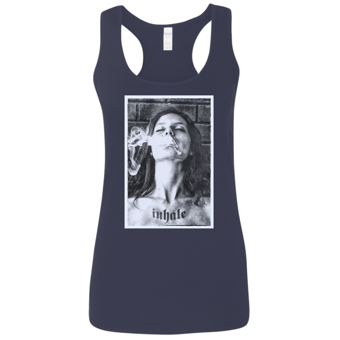 "INHALE" Ladies' Softstyle Racerback Tank