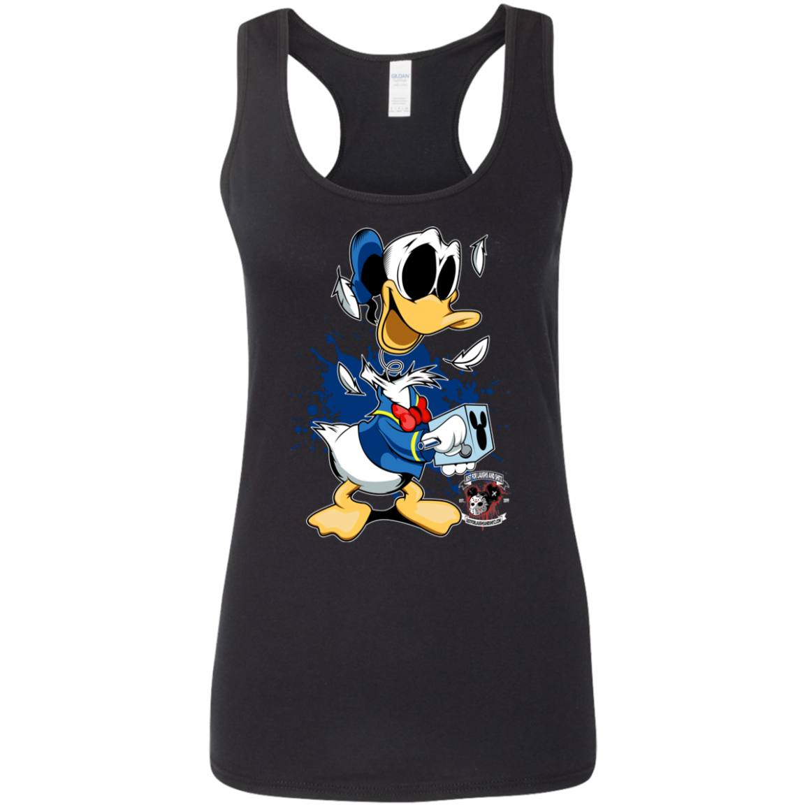 "DONALD IN A BOX" Ladies' Softstyle Racerback Tank