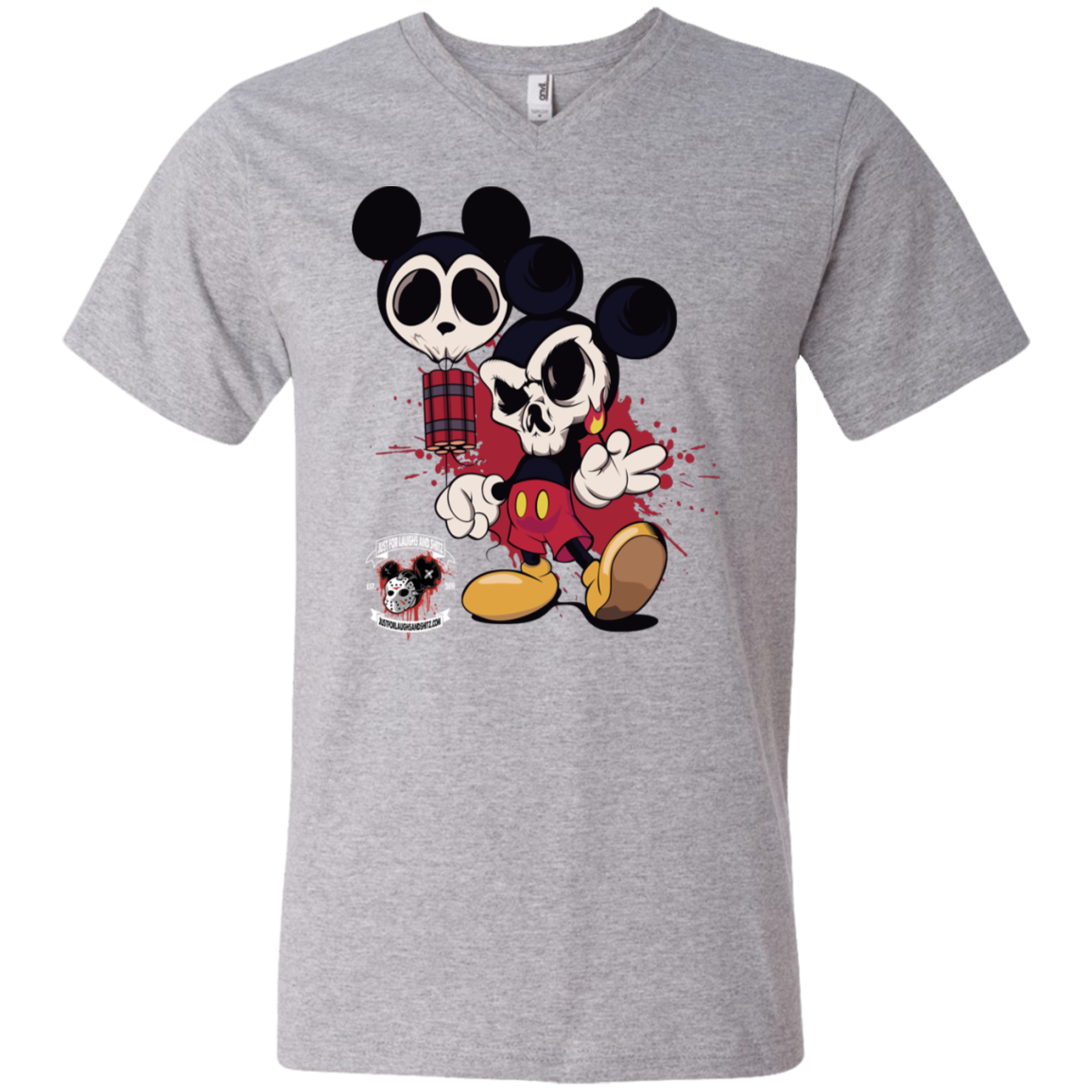 "MICKEY GO BOOM" Men's Printed V-Neck T-Shirt