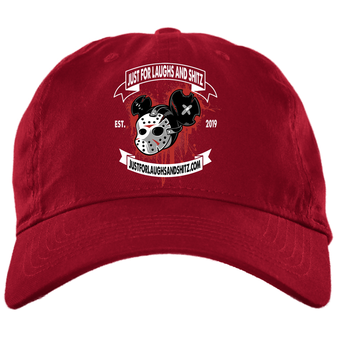 "MICKY MASK" with white banner Brushed Twill Unstructured Dad Cap