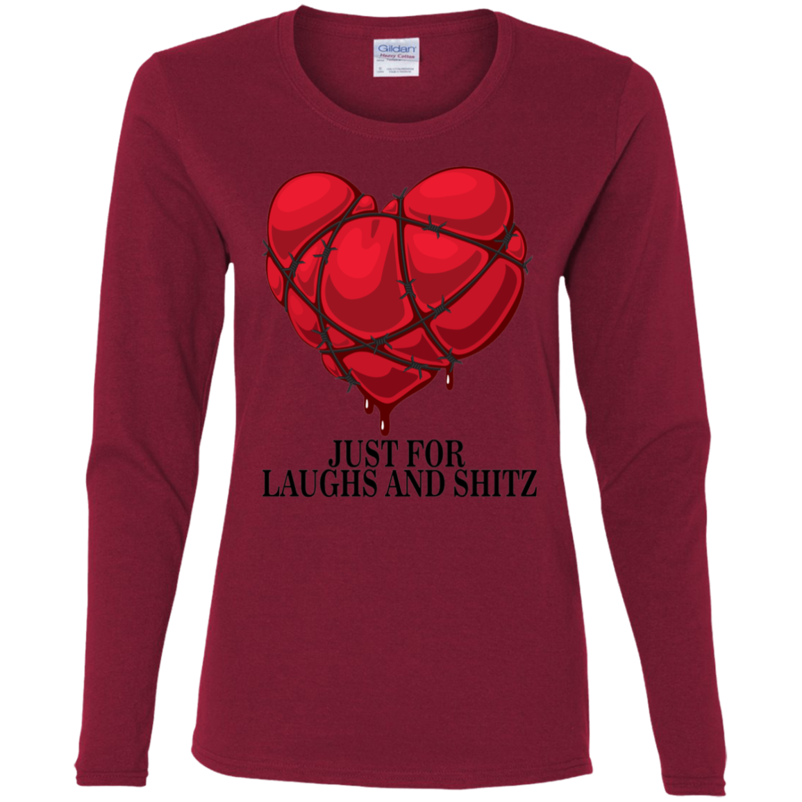 "MY BLOODY HEART" Ladies' Cotton LS T-Shirt in black print