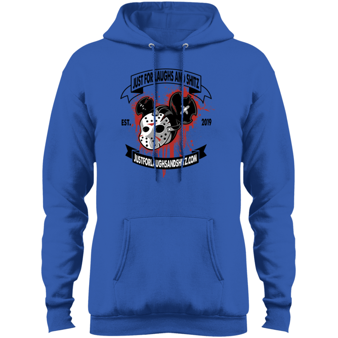 "MICKEY MASK" Mens Core Fleece Pullover Hoodie in white print