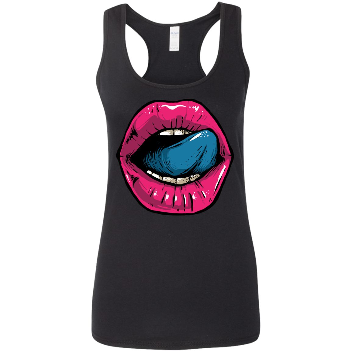 "HELLO LIPS" Ladies' Softstyle Racerback Tank