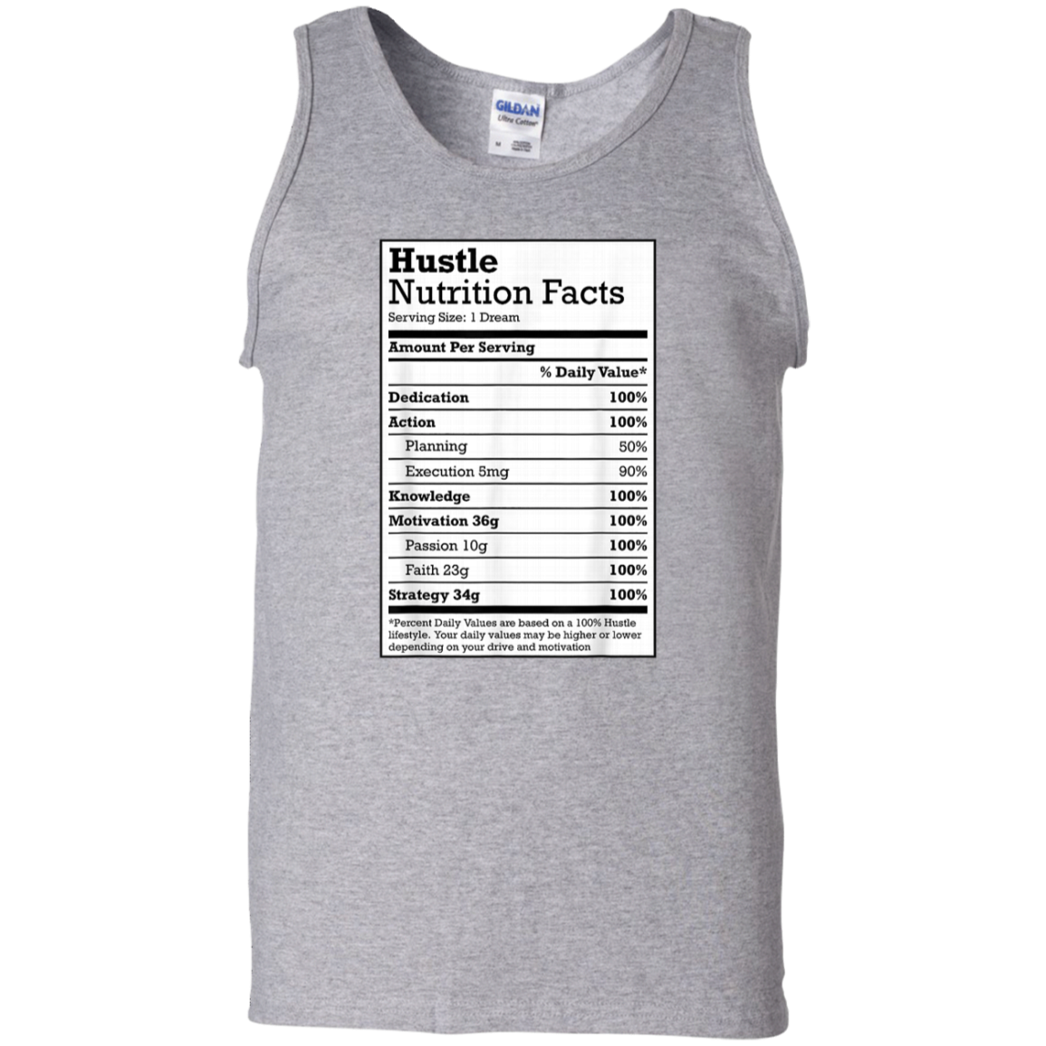 "HUSTLE NUTRITION FACTS" 100% Cotton Tank Top