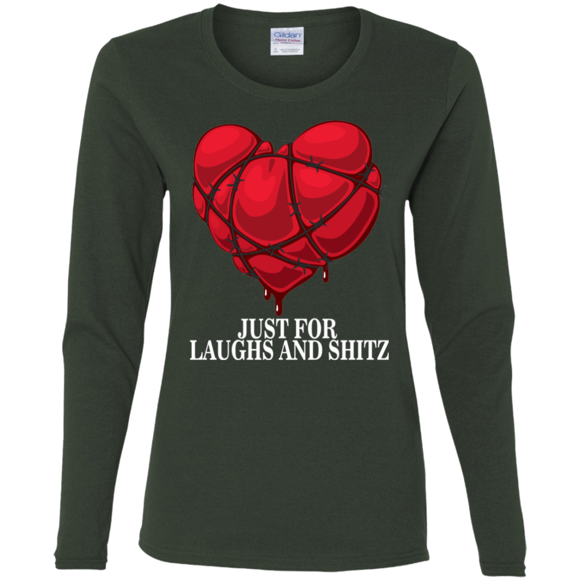 "MY BLOODY HEART" Ladies' Cotton LS T-Shirt in white print