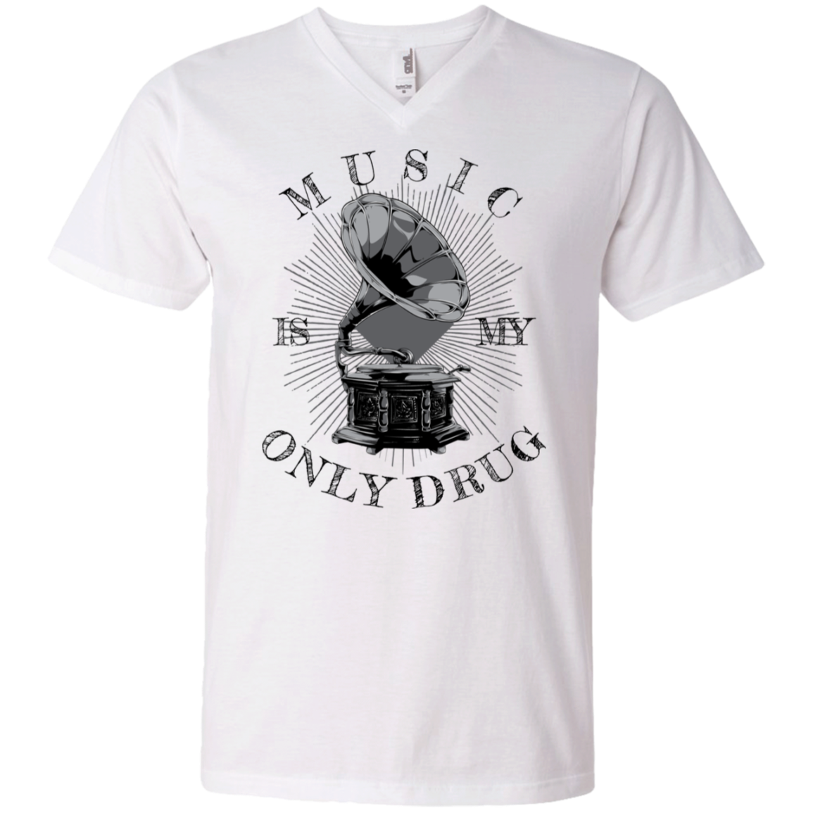 "MUSIC" Men's Printed V-Neck T-Shirt