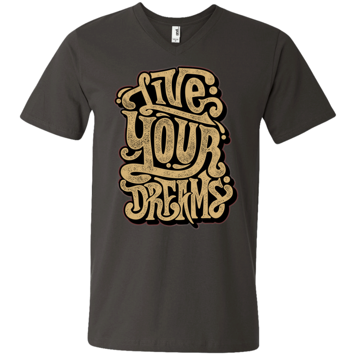 "LIVE YOUR DREAMS" Men's Printed V-Neck T-Shirt