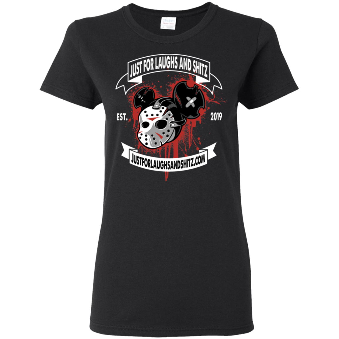 "MICKEY MASK" with white banner Ladies' 5.3 oz. T-Shirt