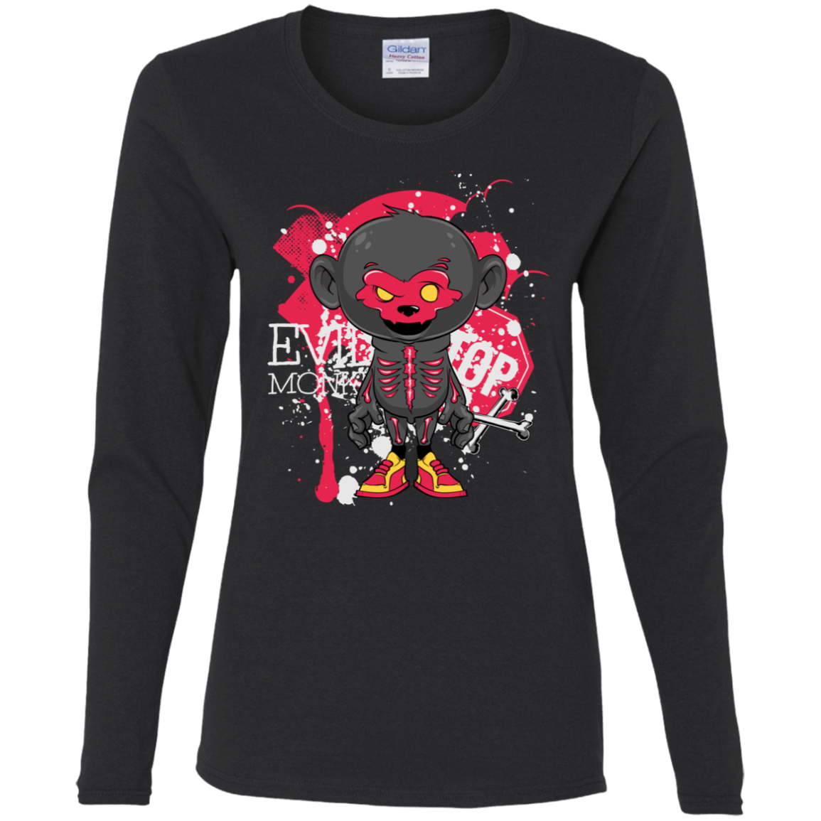 "EVIL MONKEY" Ladies' Cotton LS T-Shirt