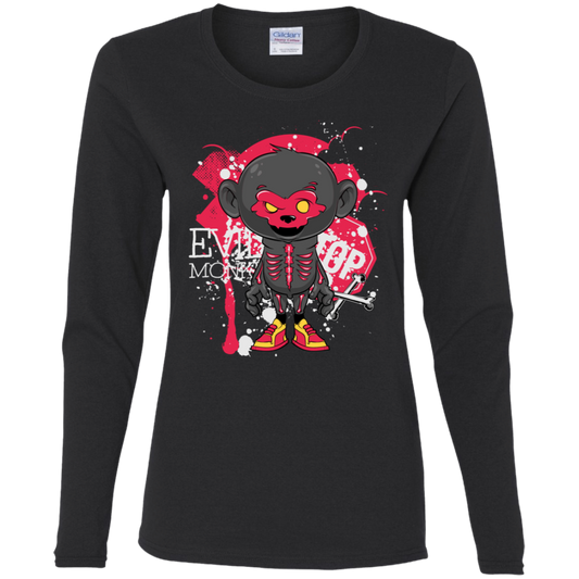 "EVIL MONKEY" Ladies' Cotton LS T-Shirt