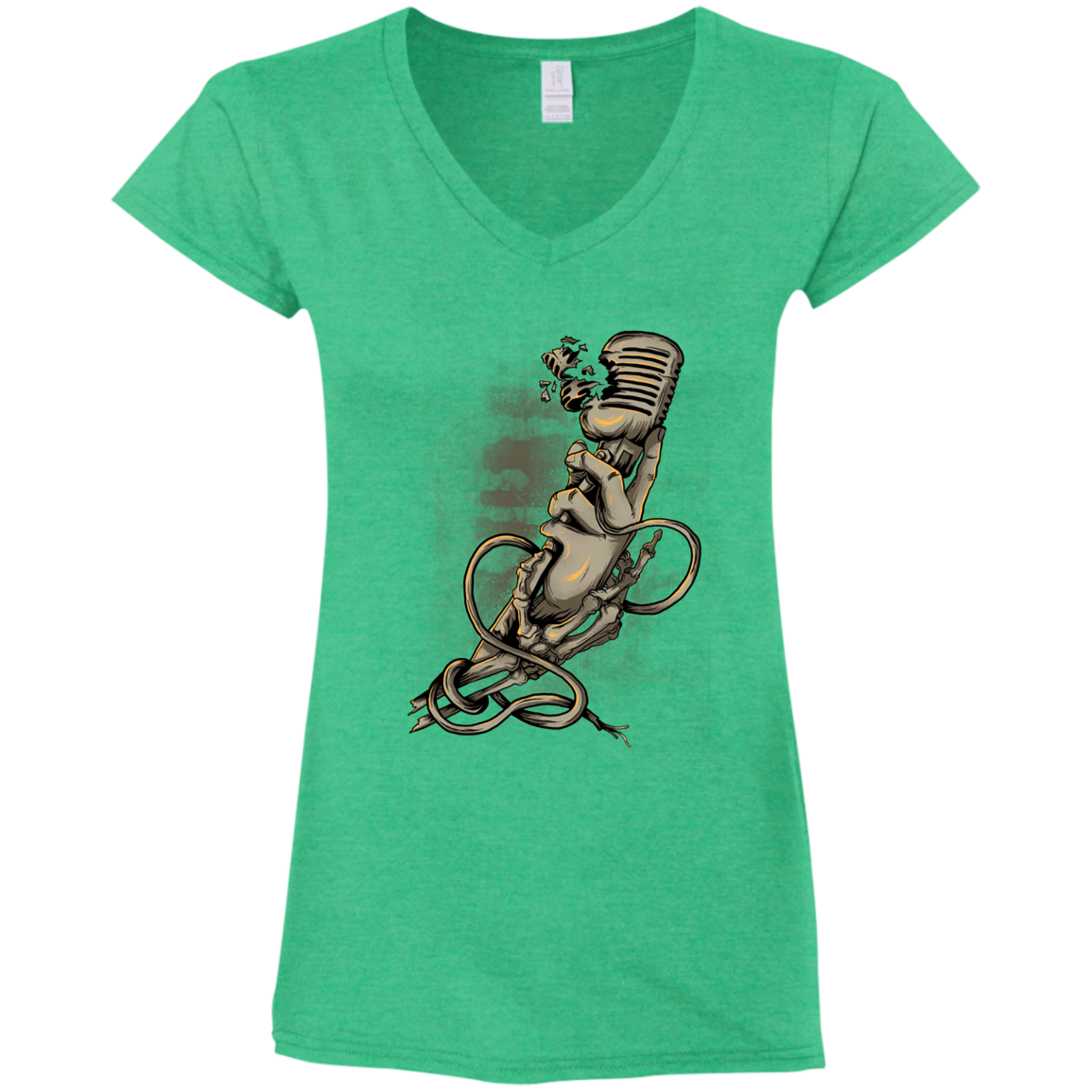 "MICROPHONE FIEND" Ladies' Fitted Softstyle 4.5 oz V-Neck T-Shirt