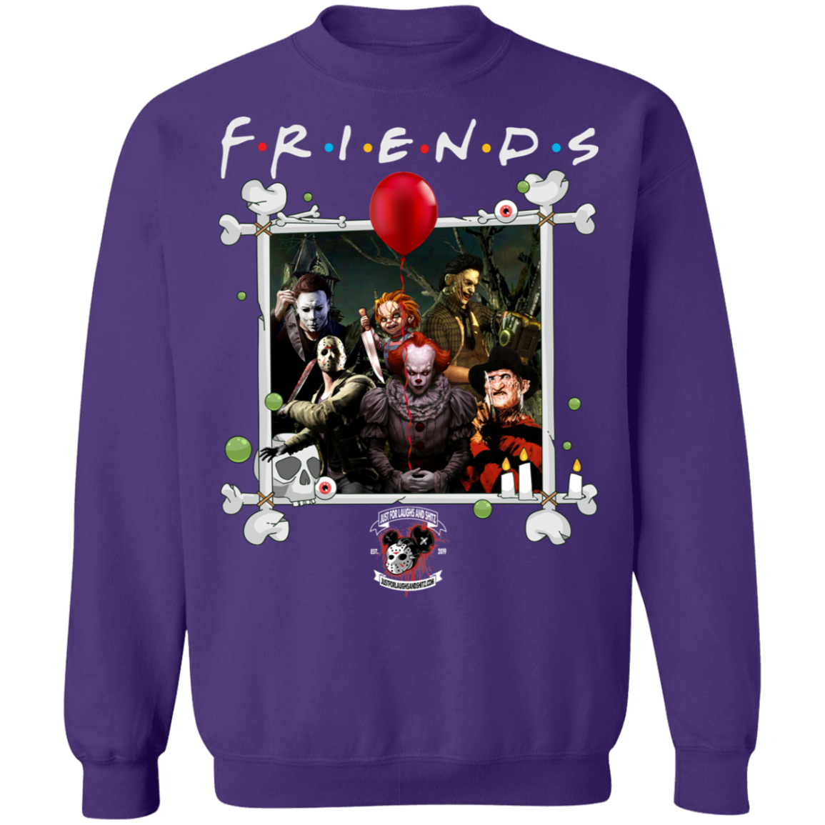 "FRIENDS IN HORROR" Crewneck Pullover Sweatshirt  8 oz.