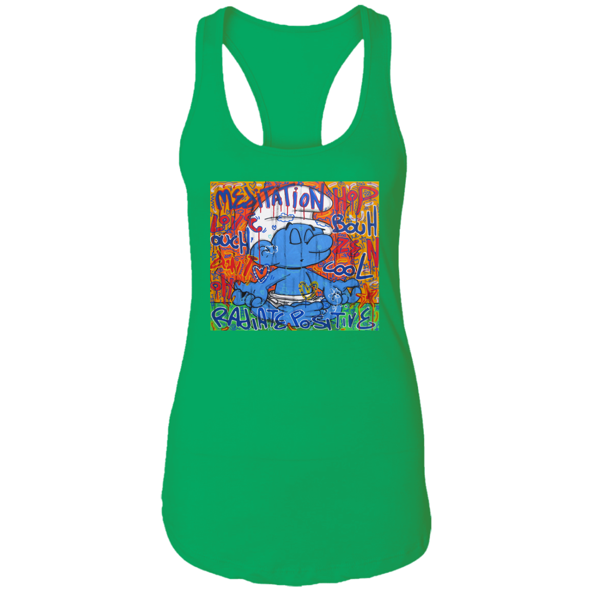 "MEDITATION SMURF" Ladies Ideal Racerback Tank