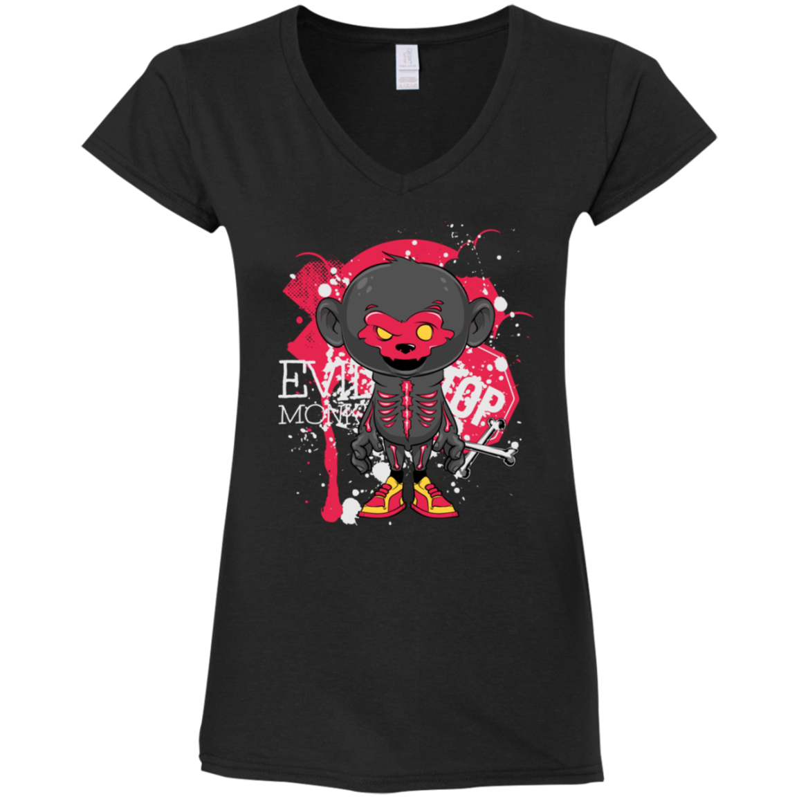 "EVIL MONKEY" Ladies' Fitted Softstyle 4.5 oz V-Neck T-Shirt