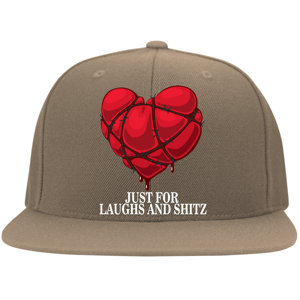 "MY BLOODY HEART" in white print Flat Bill Twill Flexfit Cap