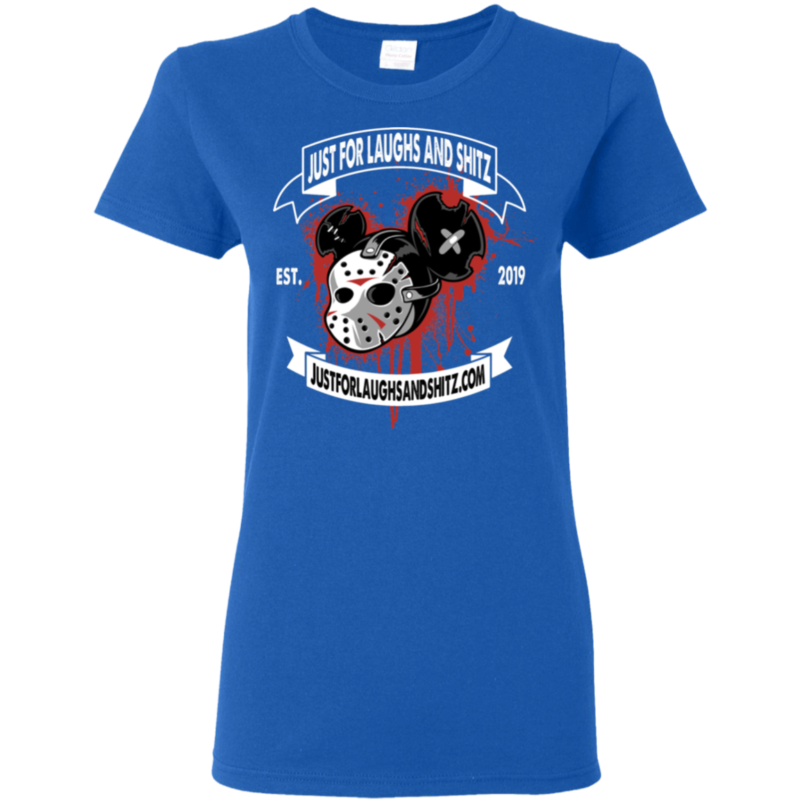 "MICKEY MASK" with white banner Ladies' 5.3 oz. T-Shirt