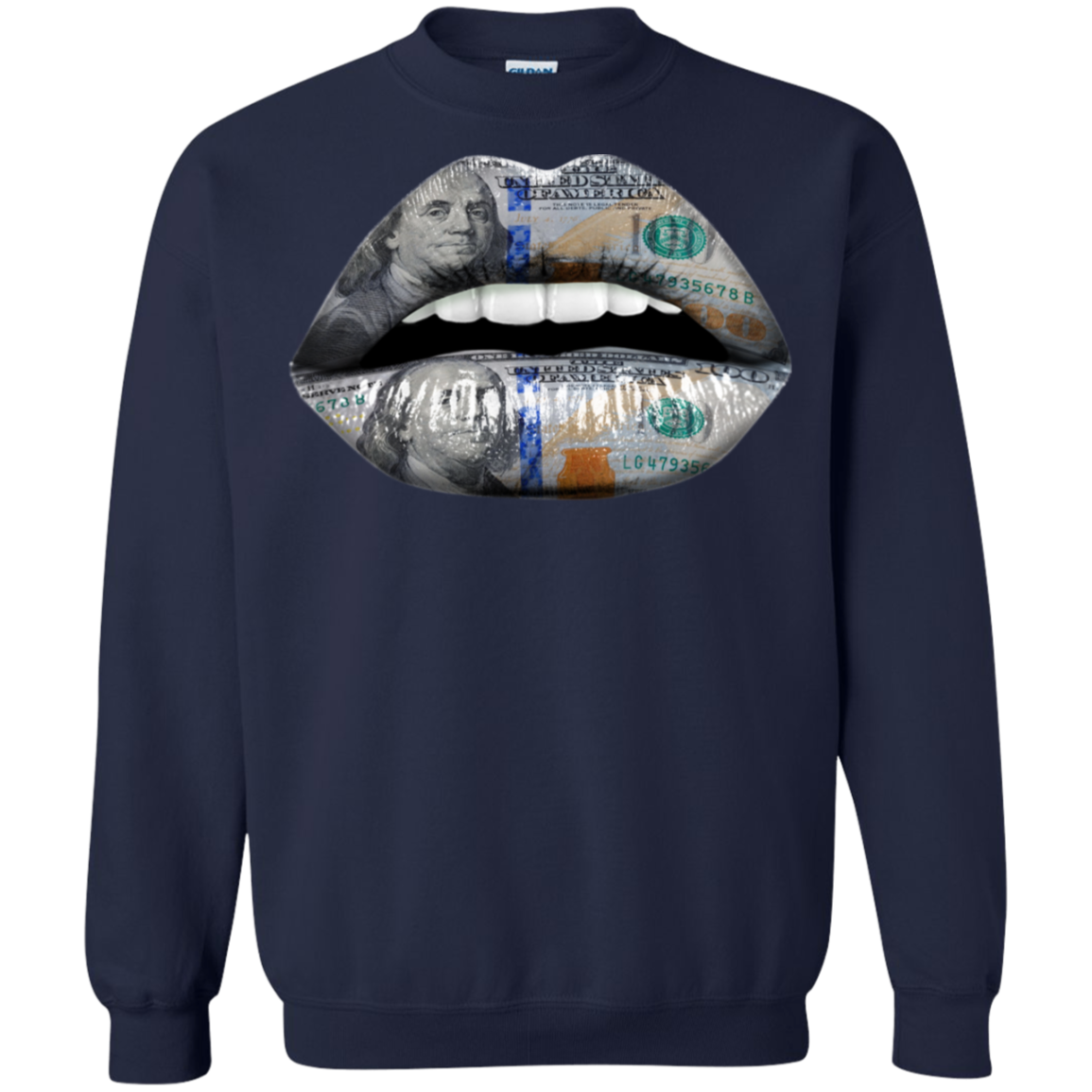 "$100 DOLLAR LIPS" Crewneck Pullover Sweatshirt  8 oz.