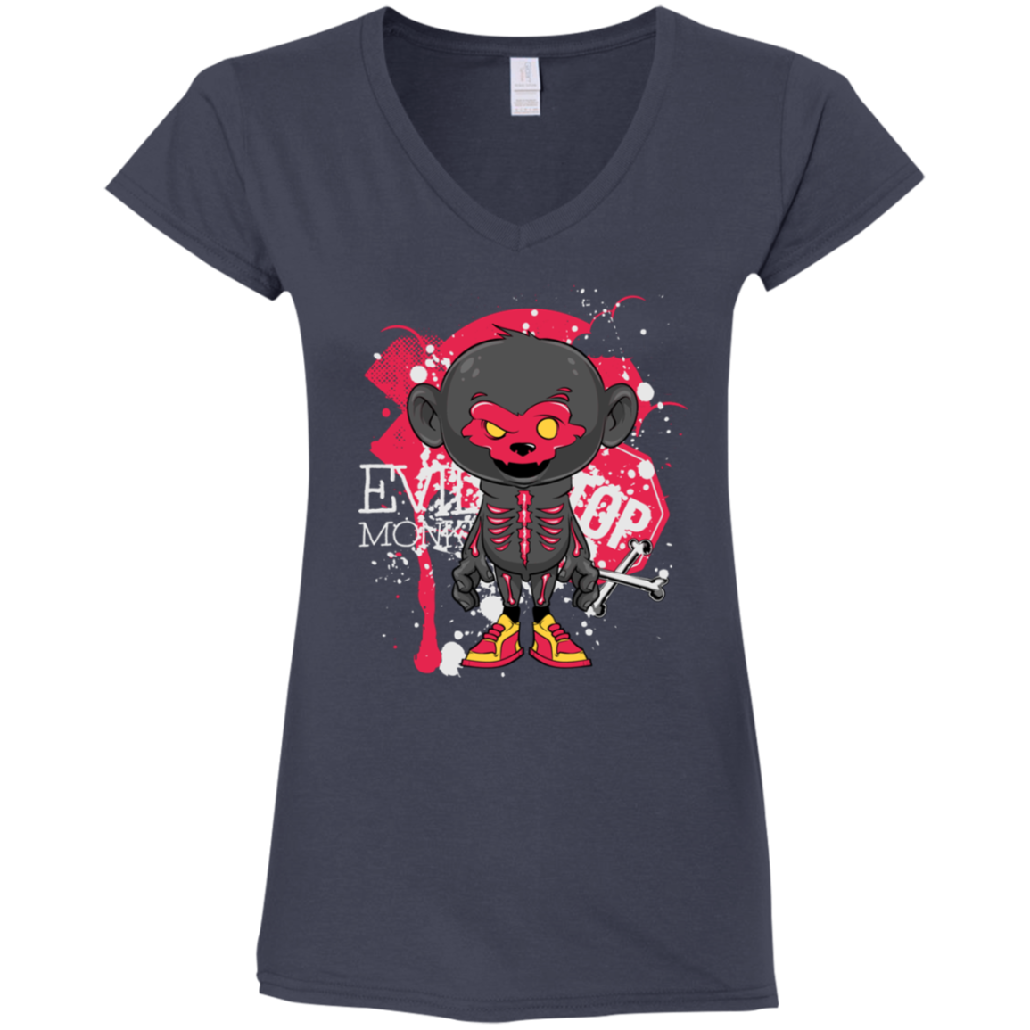 "EVIL MONKEY" Ladies' Fitted Softstyle 4.5 oz V-Neck T-Shirt