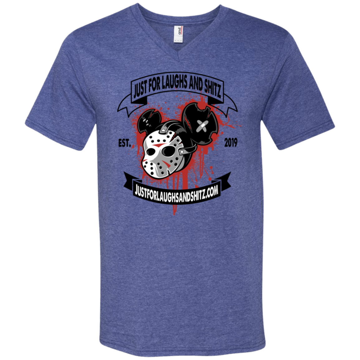 "MICKY MASK" with black logo Men's Printed V-Neck T-Shirt