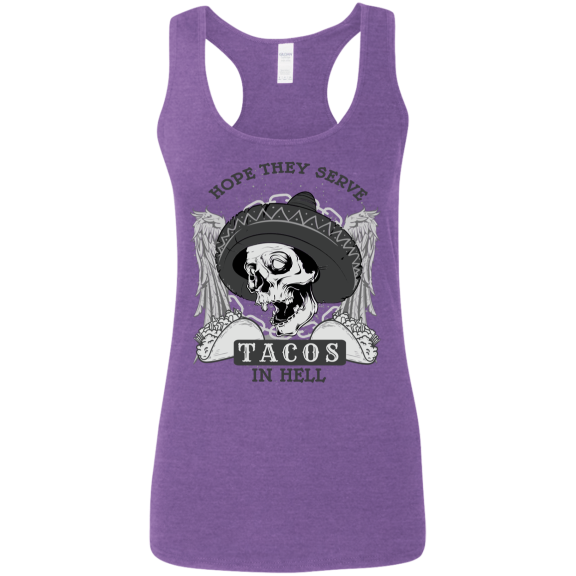 "TACOS IN HELL" Ladies' Softstyle Racerback Tank